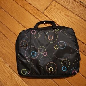 Icon black and colorful circle patterned laptop carrying bag